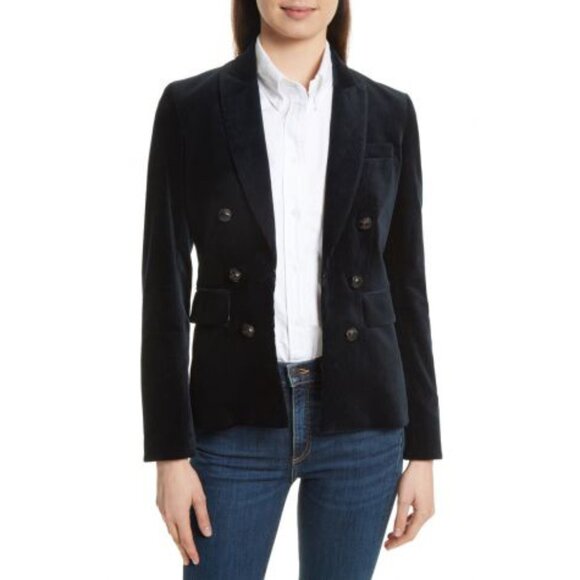 Veronica Beard Cliff Cutaway Jacket with Elbow Patch Ink Size 8 NEW NWT - Picture 1 of 8